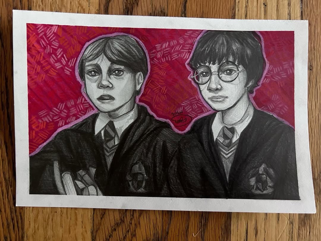 ¡Ron y Harry en grafito! (Obra original)