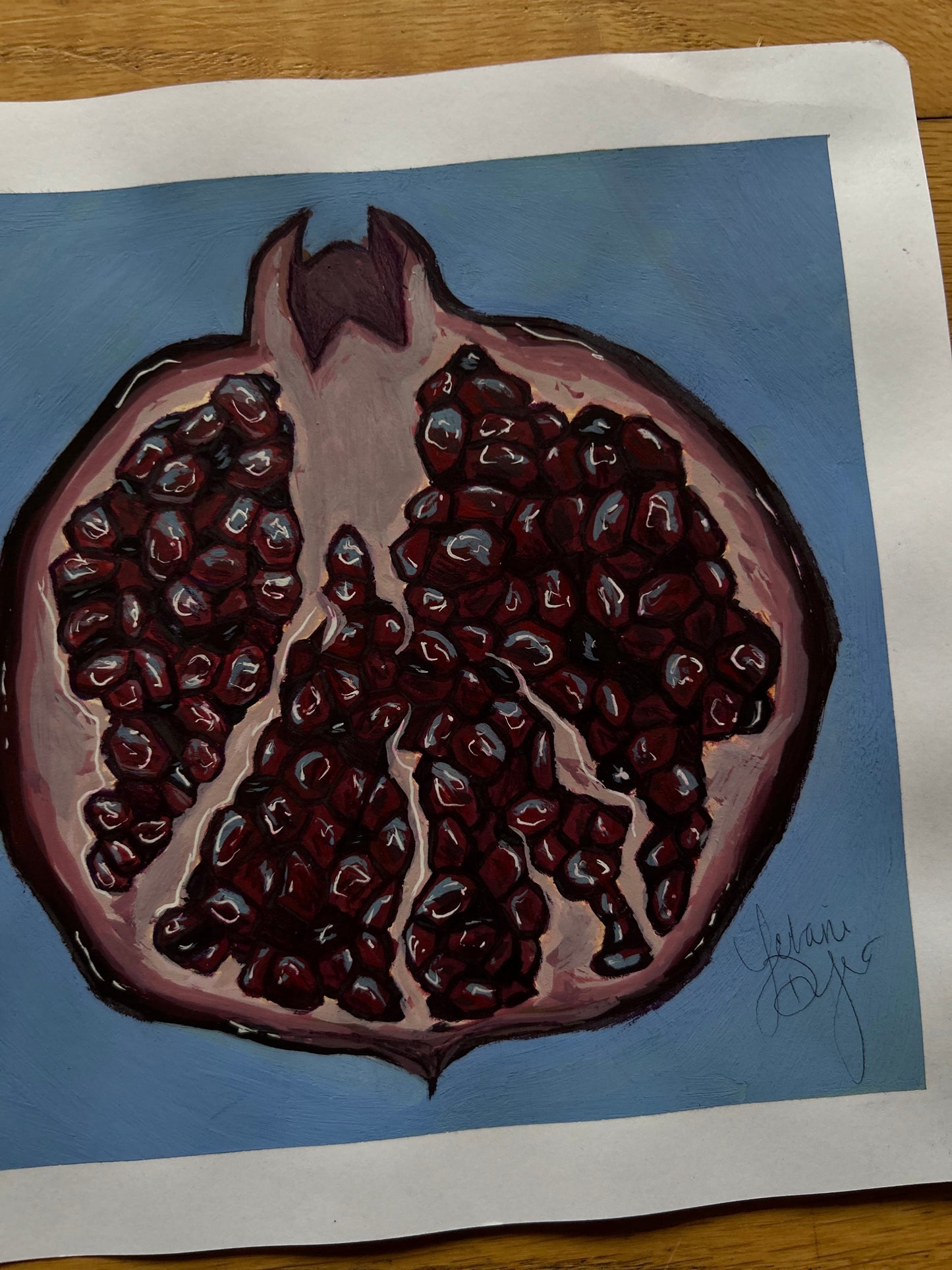 Pomegranate Study in Gouache! (ORIGINAL artwork)