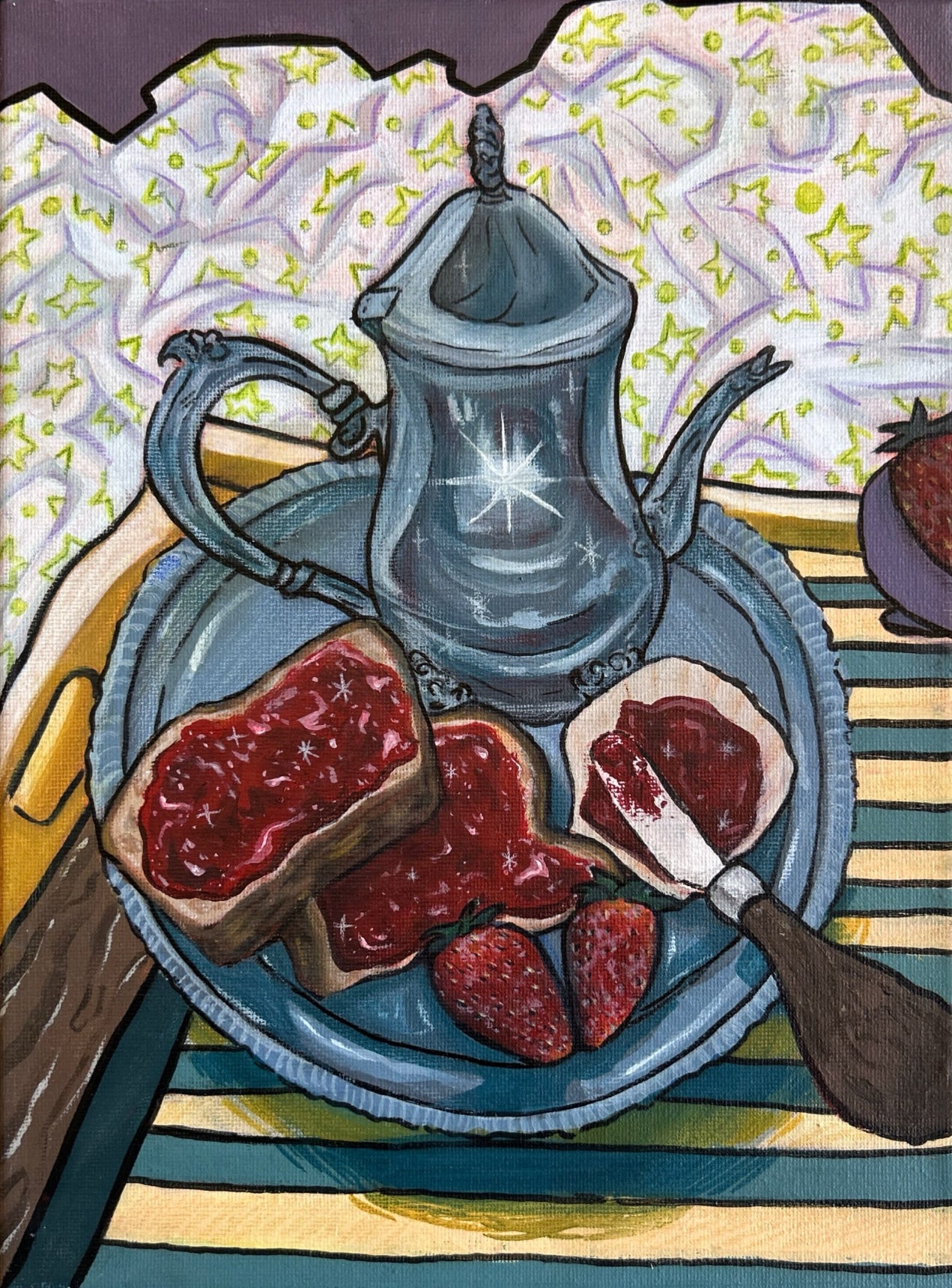 « Confiture de fraises » à la peinture acrylique ! (Œuvre originale)