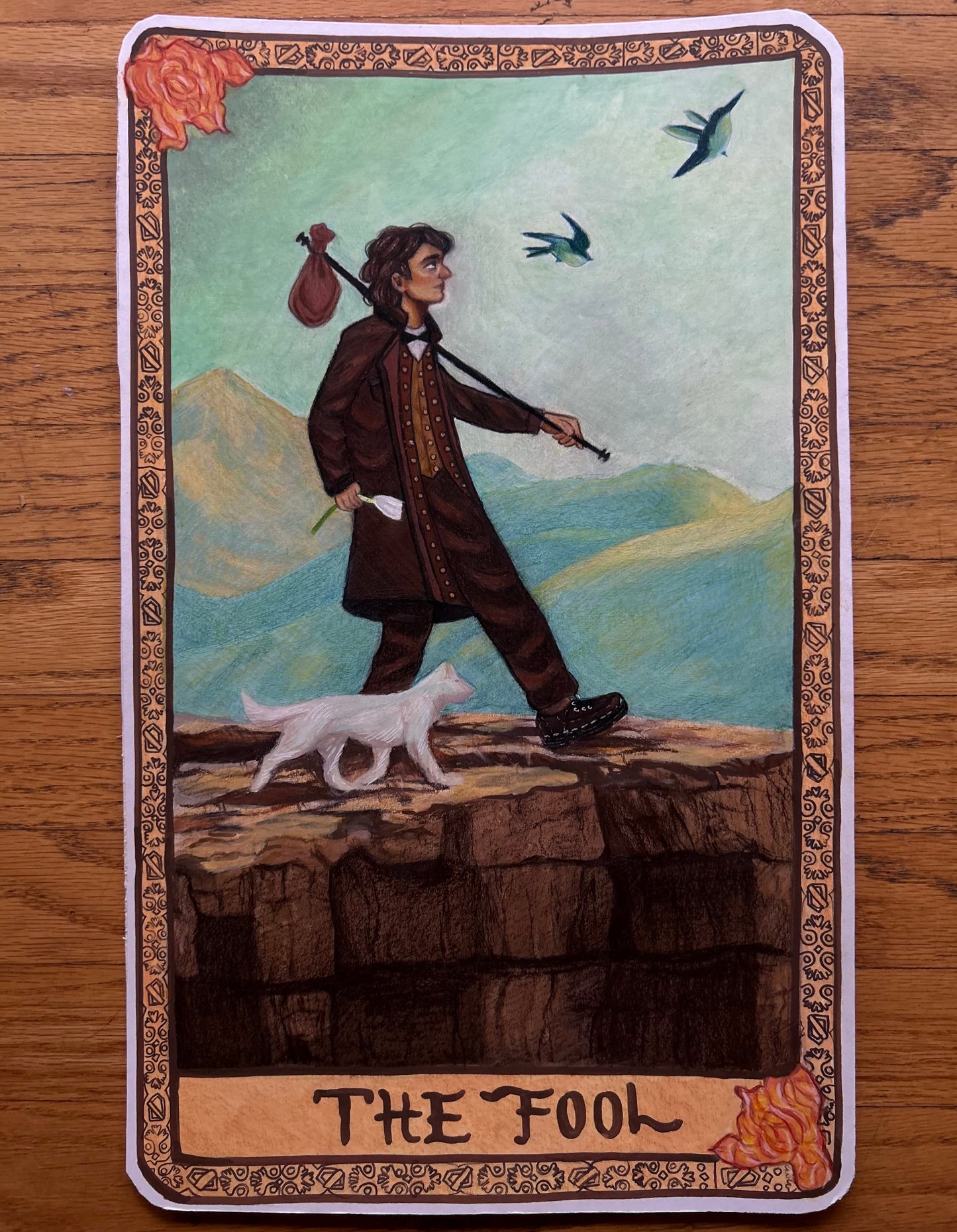 Carte de tarot « Le Fou » à la gouache ! (Œuvre originale)
