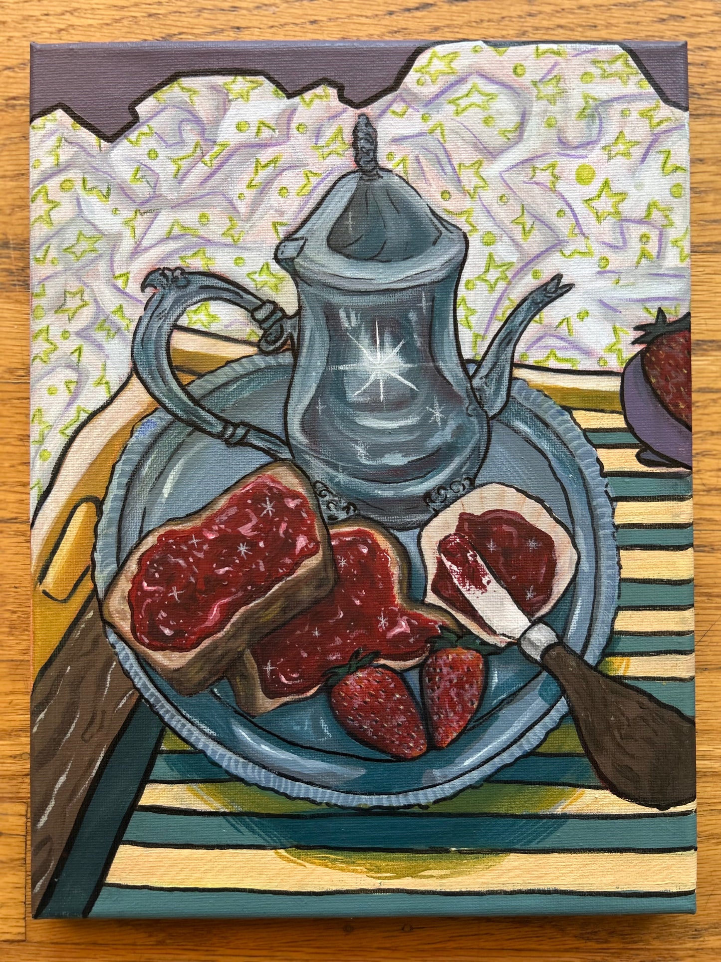 « Confiture de fraises » à la peinture acrylique ! (Œuvre originale)