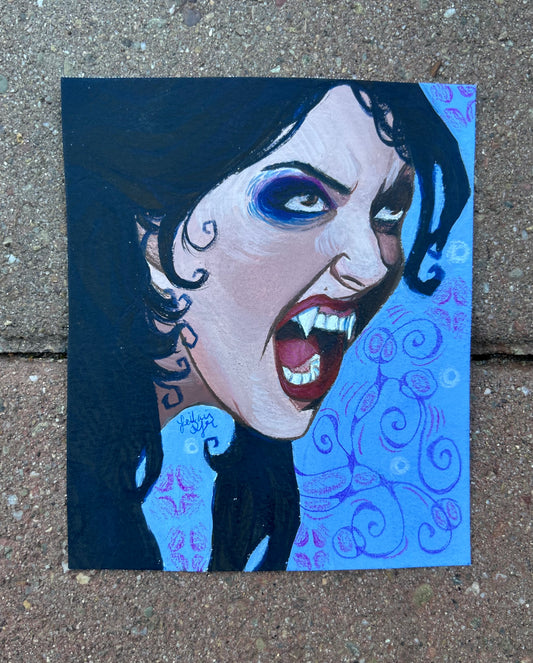 “Fanged Out!” In Gouache! (ORIGINAL artwork)