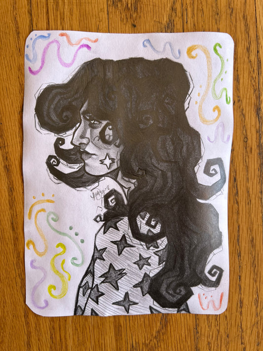 “StarGirl” In Graphite + Colored Pencil! (ORIGINAL artwork)
